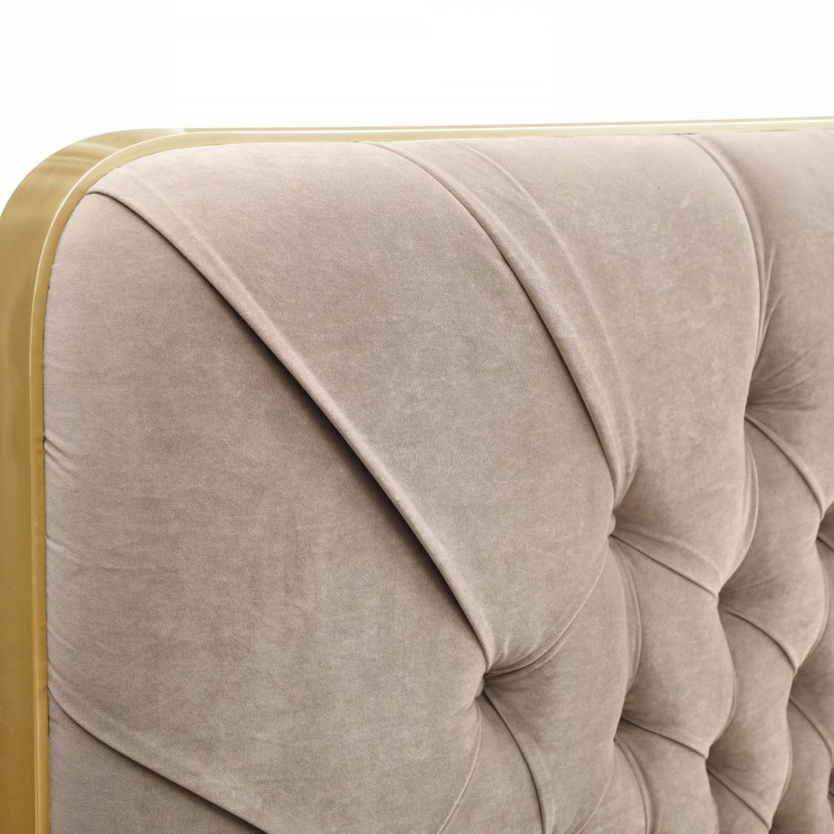 Moontide - Glam Beige Velvet and Brushed Brass EK Bedroom Set