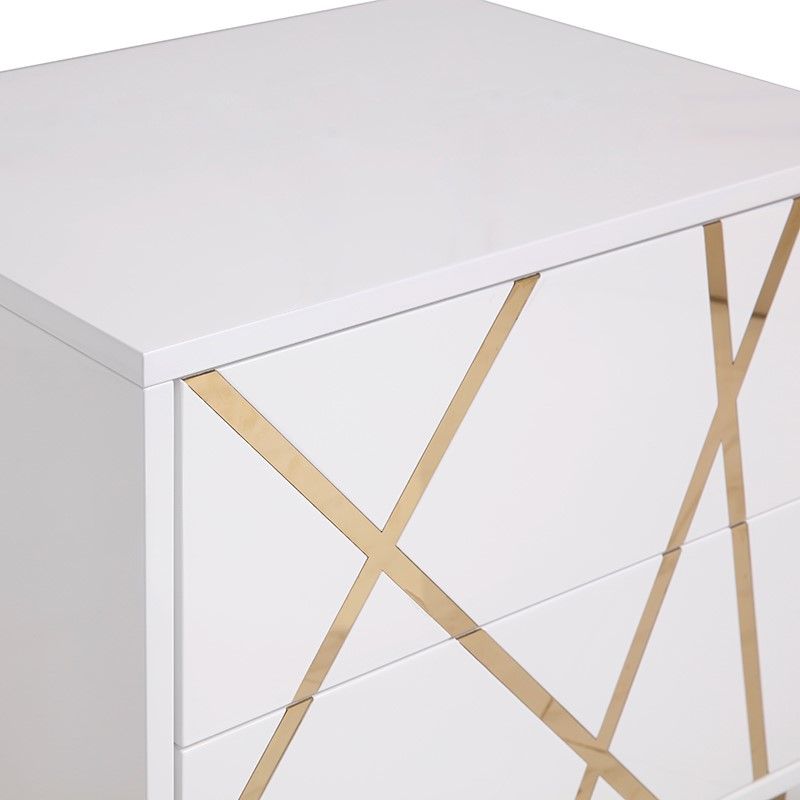 Modrest Nixa Modern Wide White and Gold Nightstand - sold by Home Elegance USA
