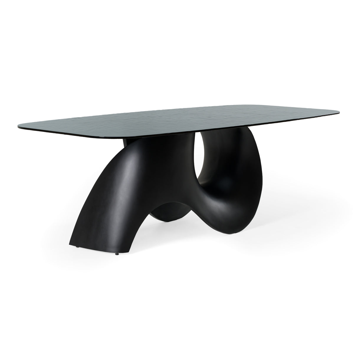 Neptune - Modern Grey Wave Glass + Black Dining Table - View Image 1