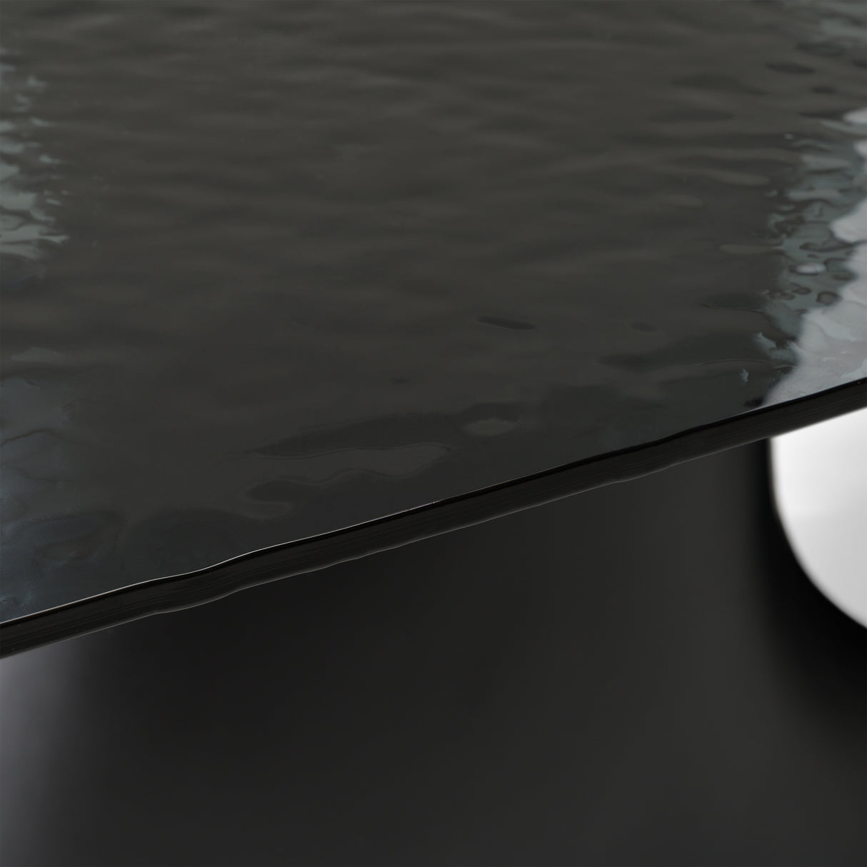 Neptune - Modern Grey Wave Glass + Black Dining Table - View Image 1