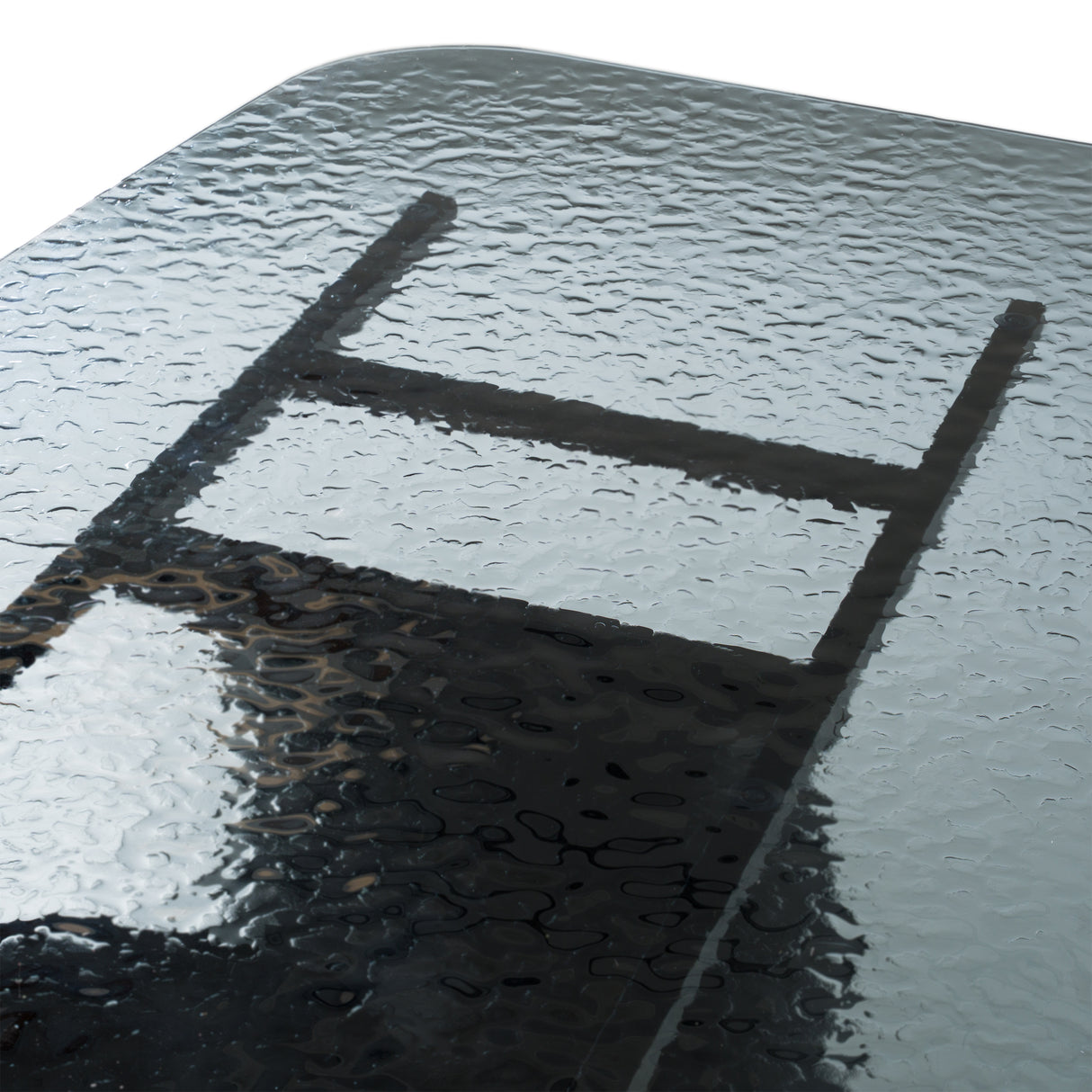 Neptune - Modern Grey Wave Glass + Black Dining Table - View Image 1