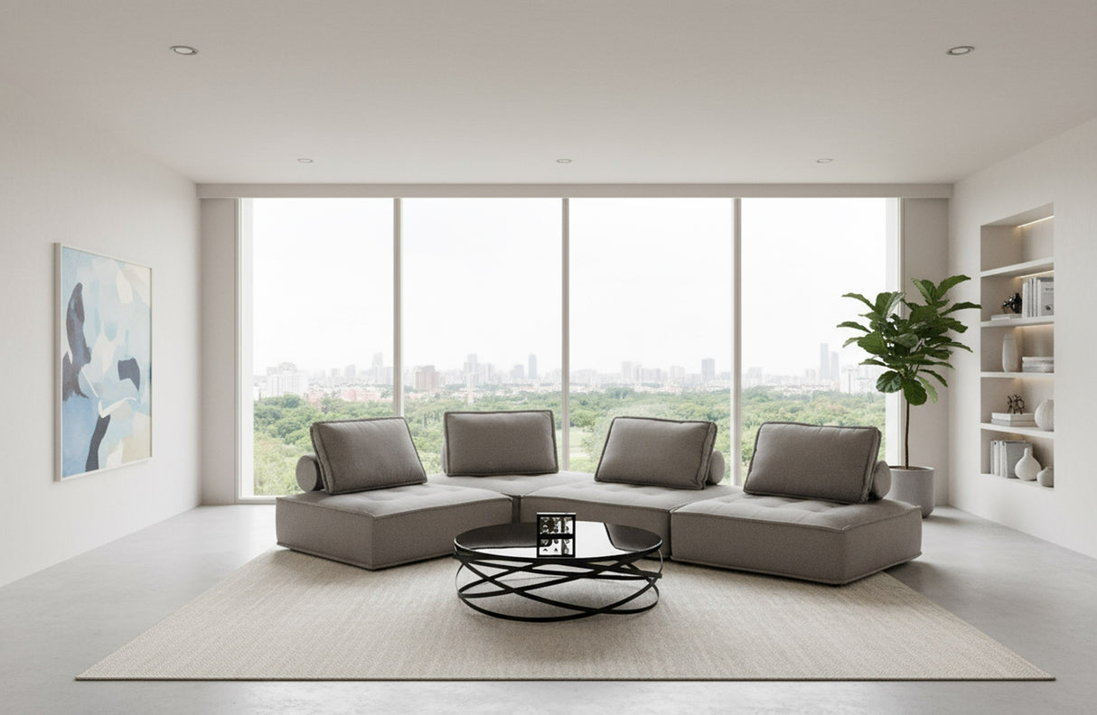 Nolden - Modern Grey Fabric Modular 4-Piece Sectional Sofa - View Image 1