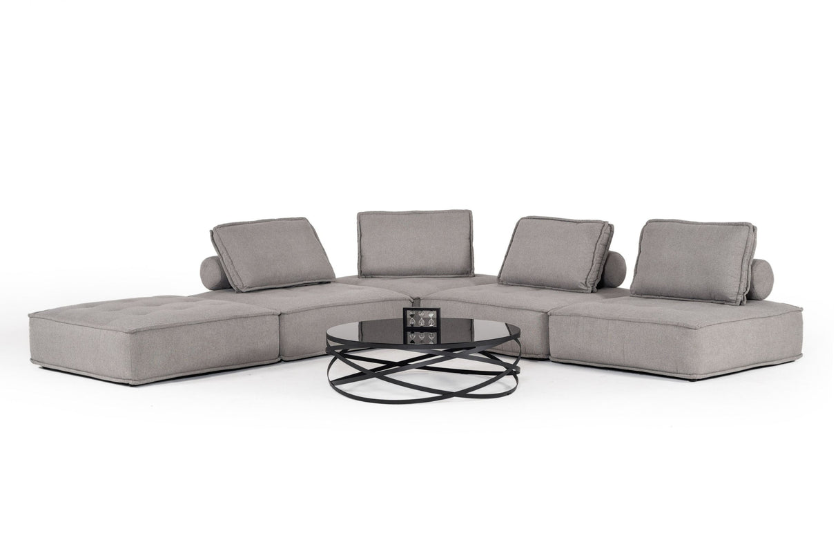 Divani Casa Nolden - Modern Modular Grey Fabric Armless Seat