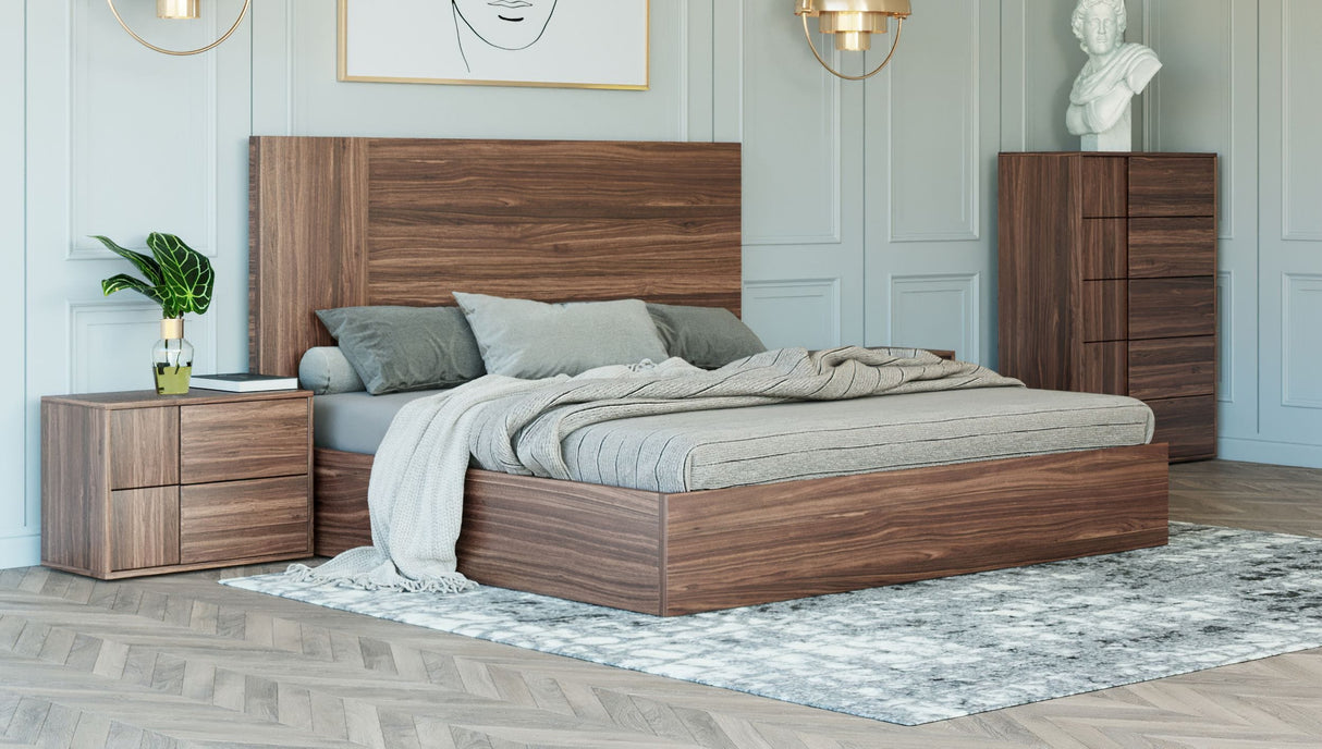 Asus - Eastern King Italian Modern Walnut Bed - View Image 1