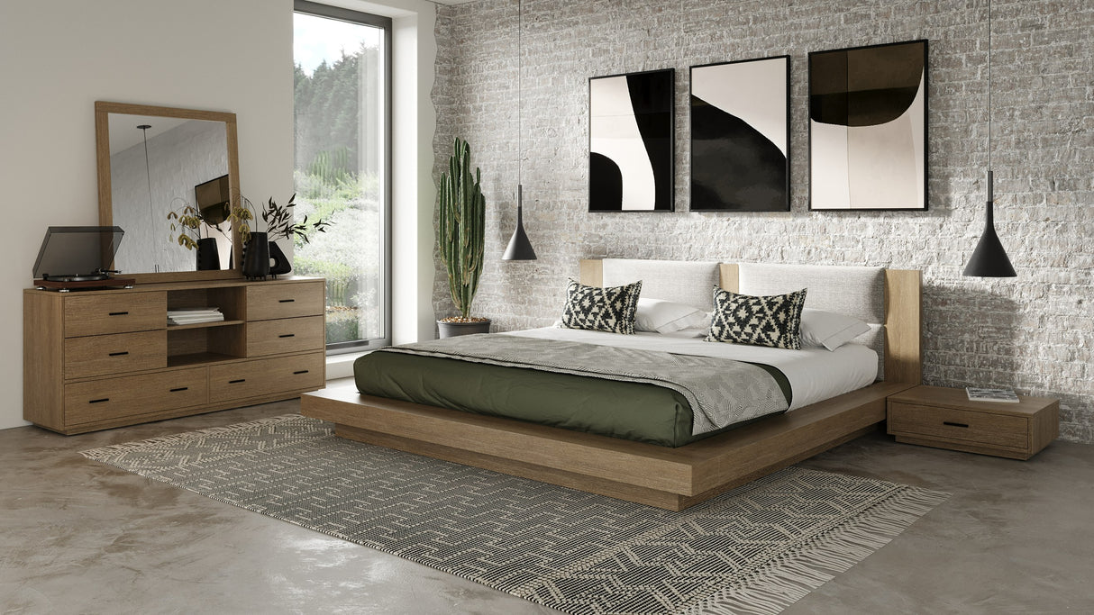 Queen Fantasia - Contemporary Walnut & Grey 4-Piece Bedroom Set - View Image 1