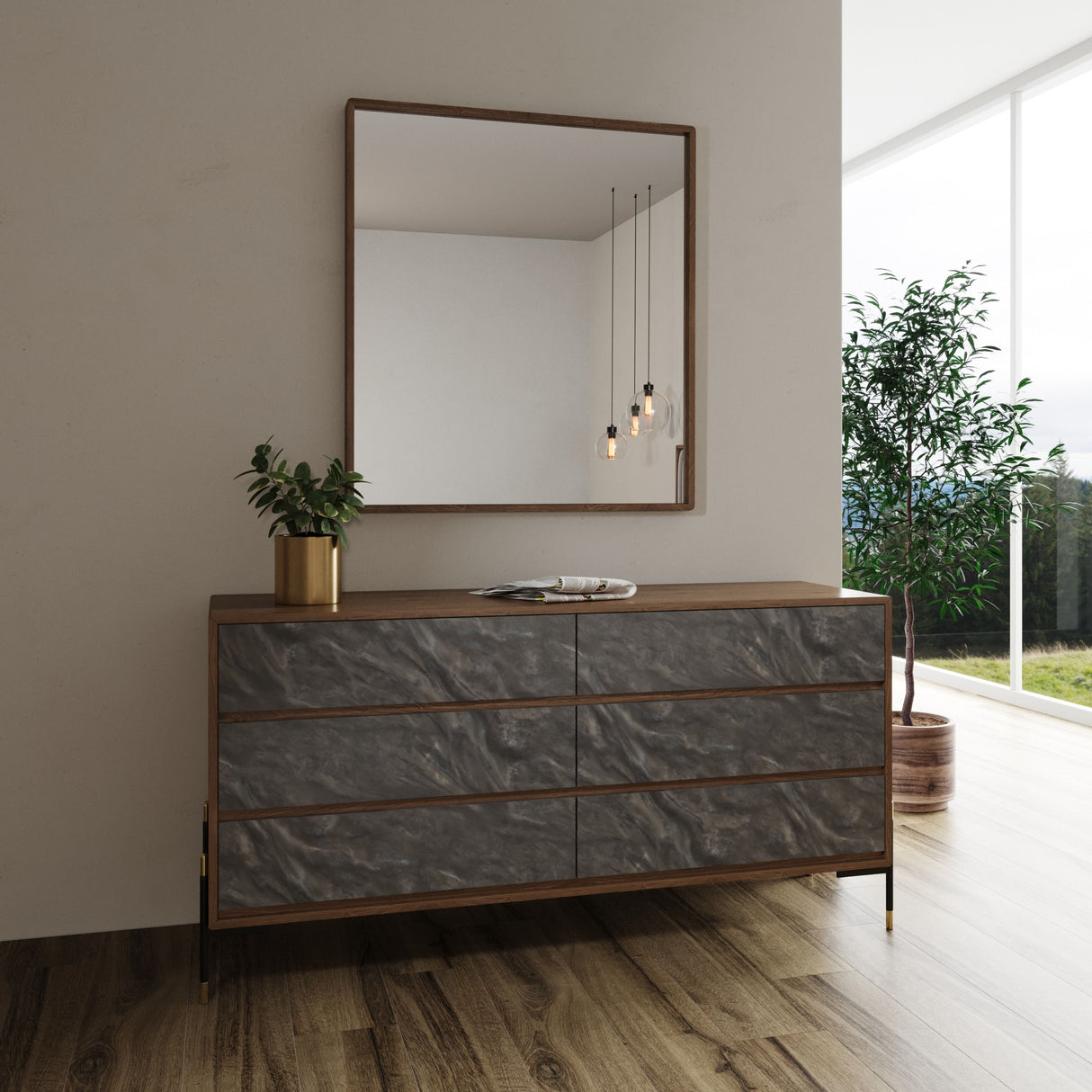 Nova Domus Metcalf Mid-Century Walnut Mirror Vgmaqt-S831-Br-120-Wal-Mir