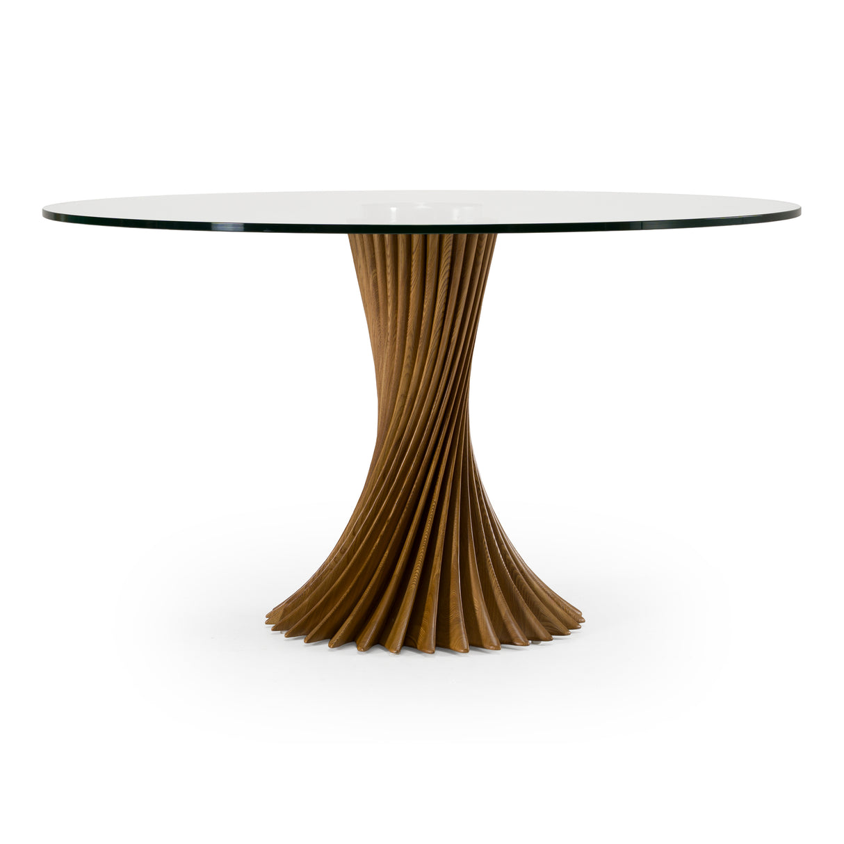 Ocasio - Modern Glass + Walnut Round Dining Table - View Image 1