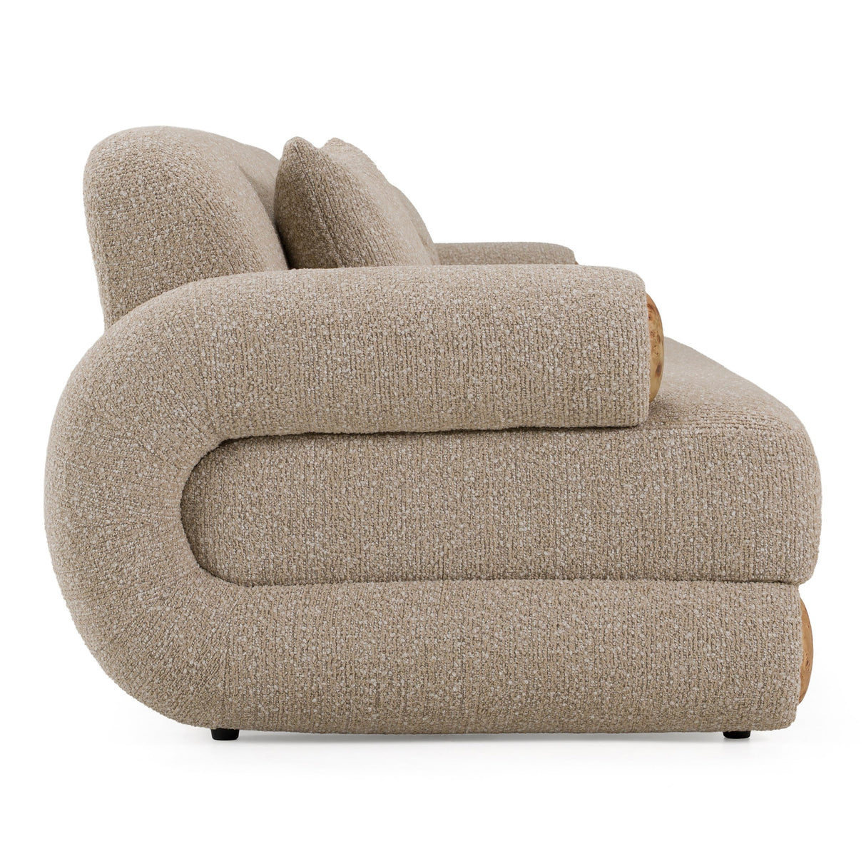 Odette - Modern Beige Fabric + White Burl Sofa - View Image 1