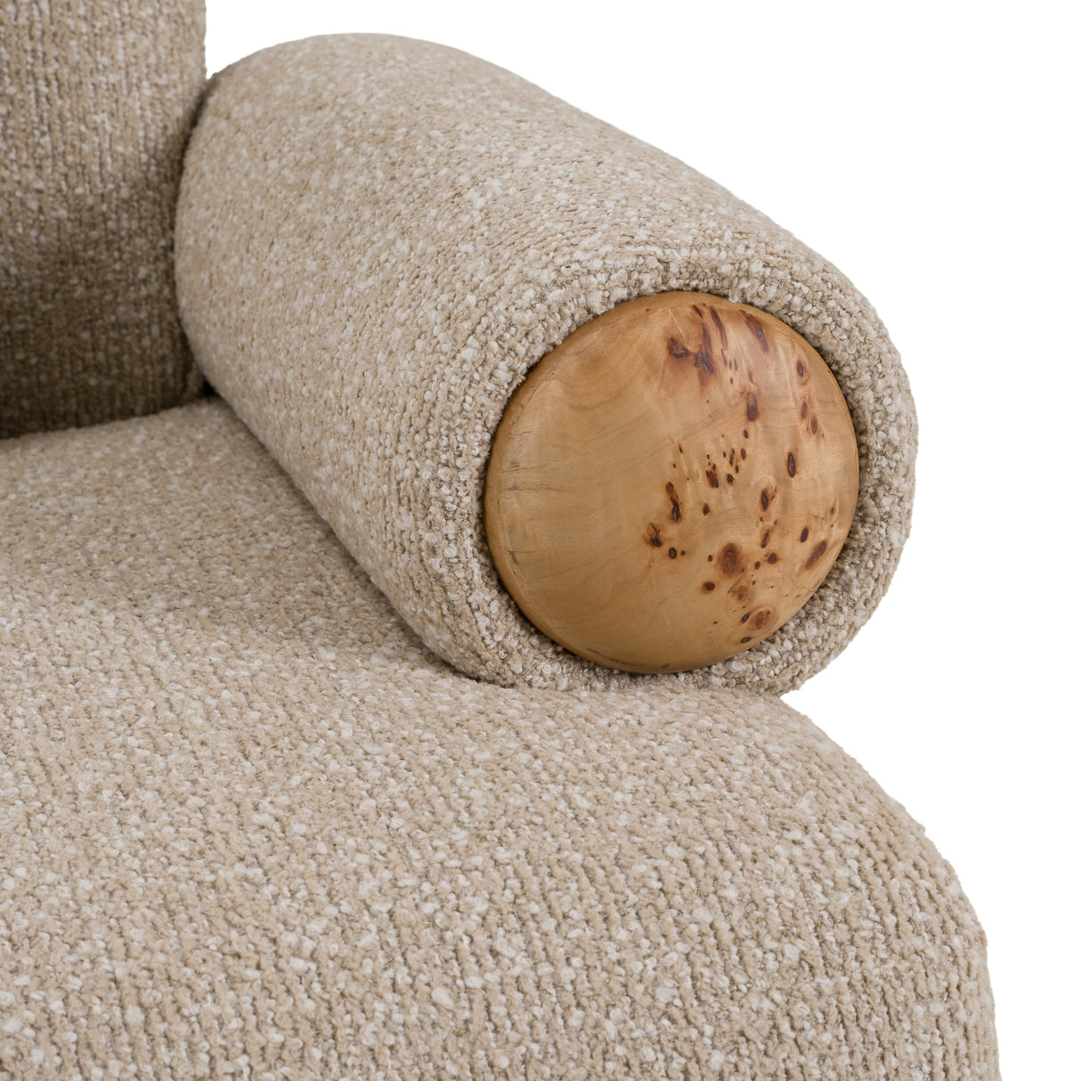 Odette - Modern Beige Fabric + White Burl Loveseat Sofa - View Image 1