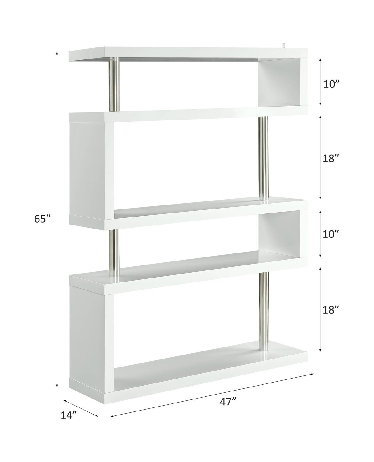Buck II Bookshelf OF00273 White High Gloss Finish | Acme | Home Elegance USA