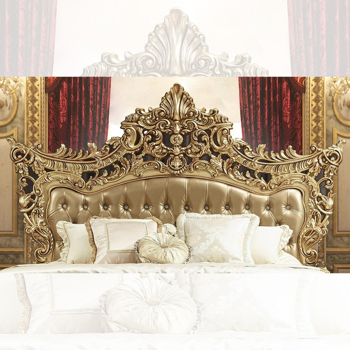 Homey Design HD-961 Traditional Solid Wood King Bedroom Set in Antique Gold Finish - Home Elegance USA