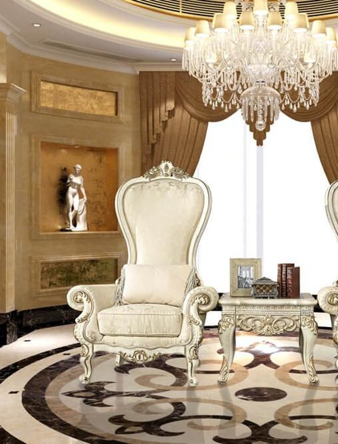 HD-02 Traditional Accent Chair in Plantation Cove White Style by Homey Design