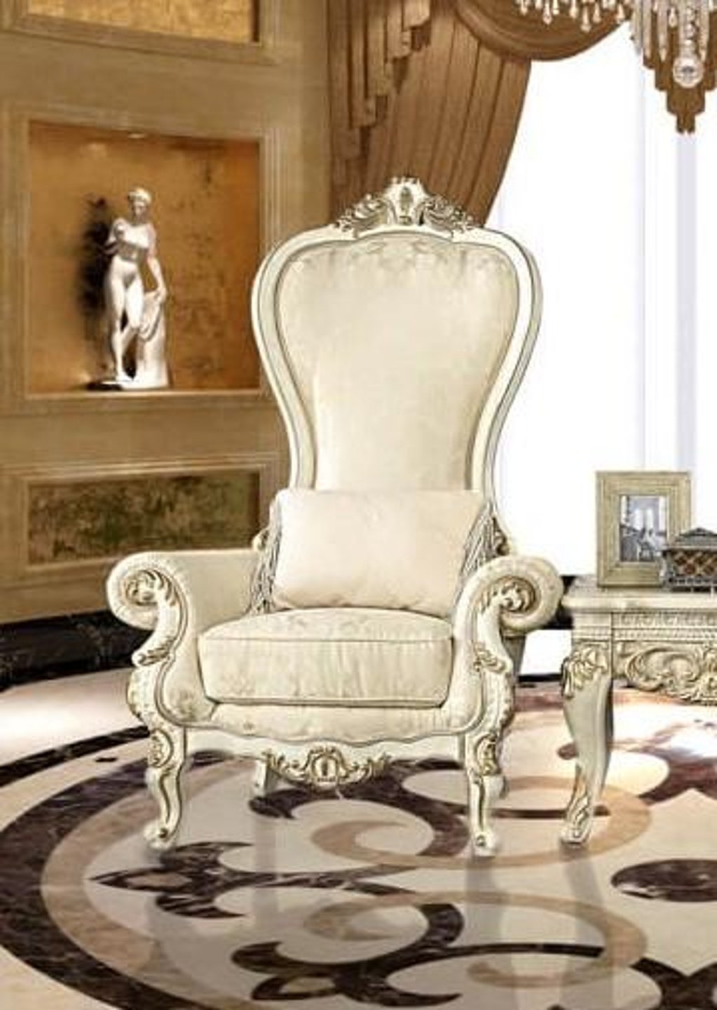 HD-02 Traditional Accent Chair in Plantation Cove White Style by Homey Design