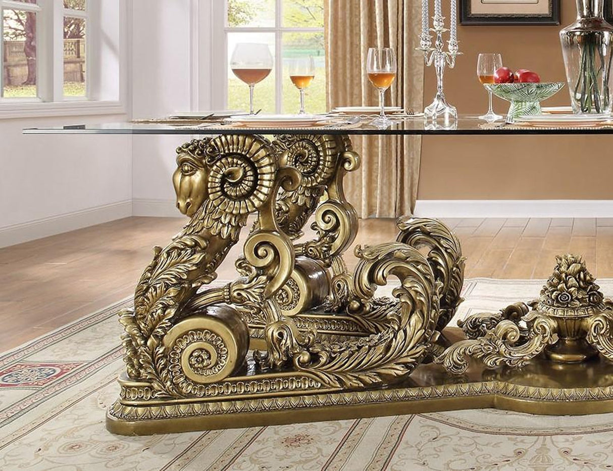 HD-1802 Traditional Dining Table Set in Perfect Brown Finish & Leather by Homey Design - Home Elegance USA