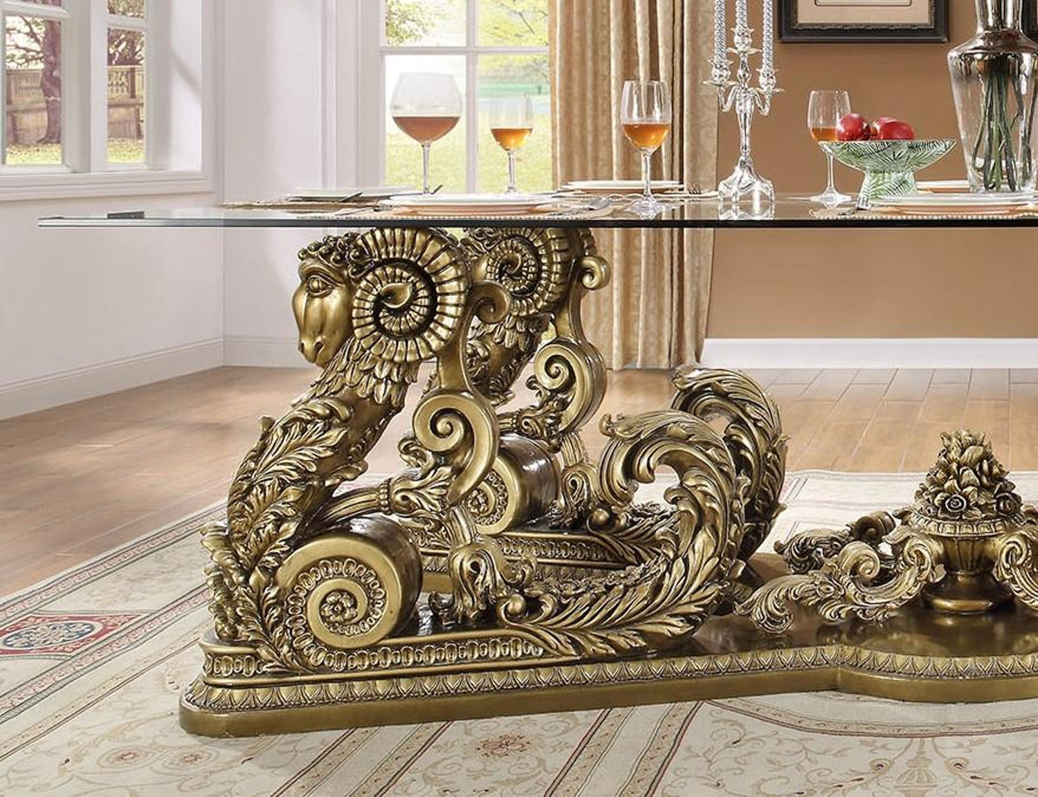 HD-1802 Traditional Dining Table Set in Perfect Brown Finish & Leather by Homey Design - Home Elegance USA