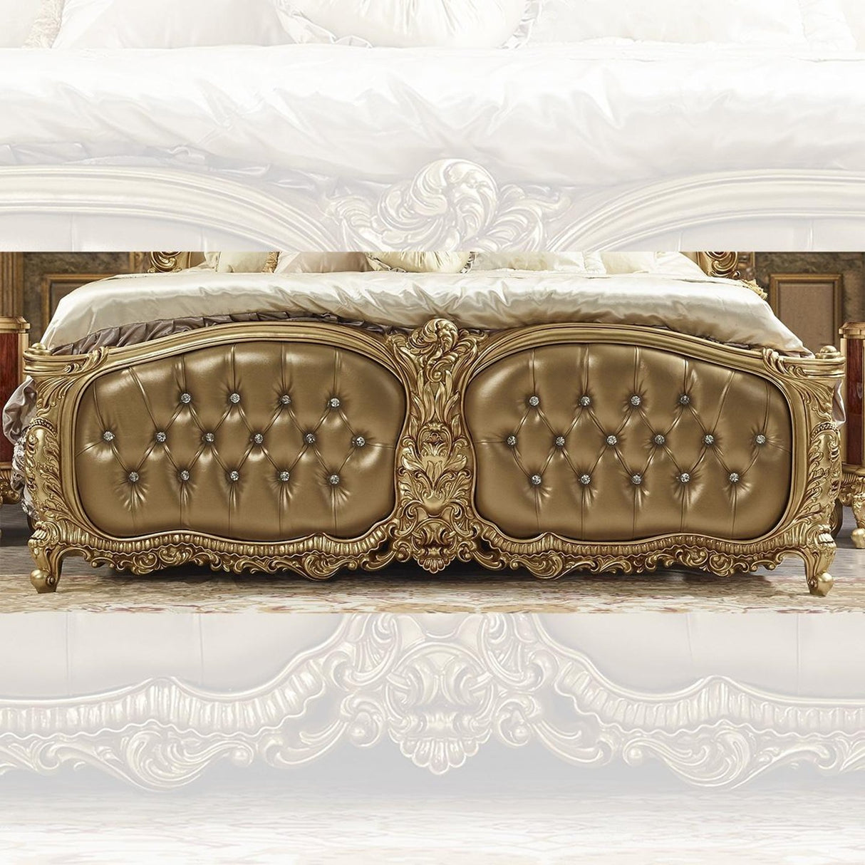 Homey Design HD-961 Traditional Solid Wood King Bedroom Set in Antique Gold Finish - Home Elegance USA