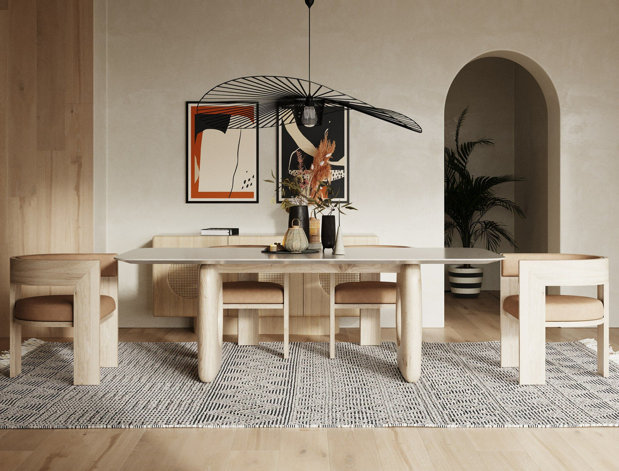 Nova Domus Osaka - Modern Faux Marble + Natural Ash Dining Table