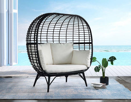 Acme - Penelope Patio Lounge Chair OT01099 Cream Fabric & Black Finish