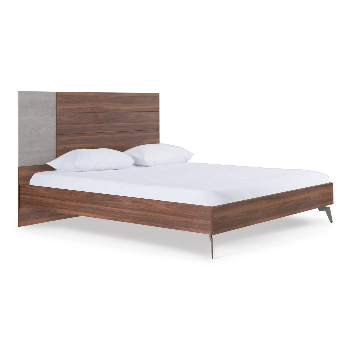 Palermo - Eastern King Modern Italian Faux Concrete & Walnut Bed - View Image 1