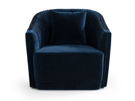 Divani Casa Palomar Modern Blue Velvet & Brass Accent Chair | Home Elegance USA