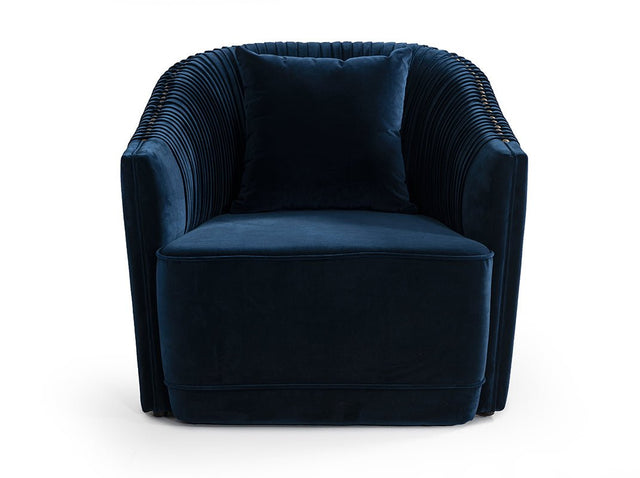 Divani Casa Palomar Modern Blue Velvet & Brass Accent Chair | Home Elegance USA