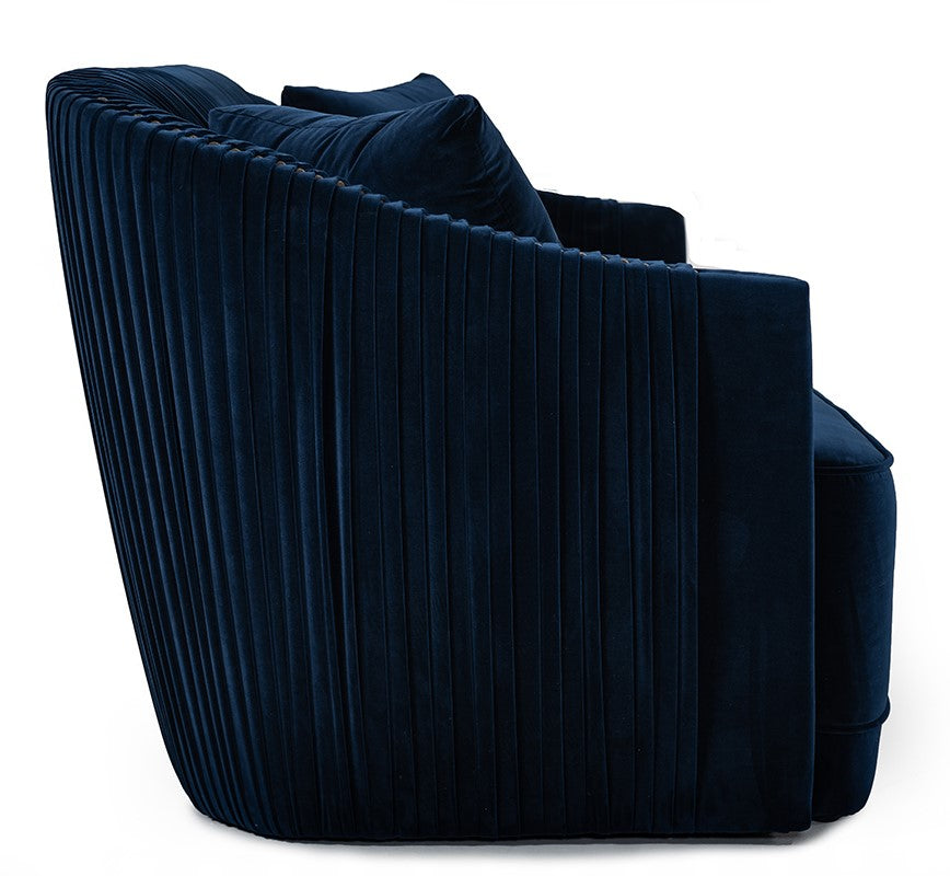 Palomar Modern Blue Velvet & Brass Sofa - View Image 1