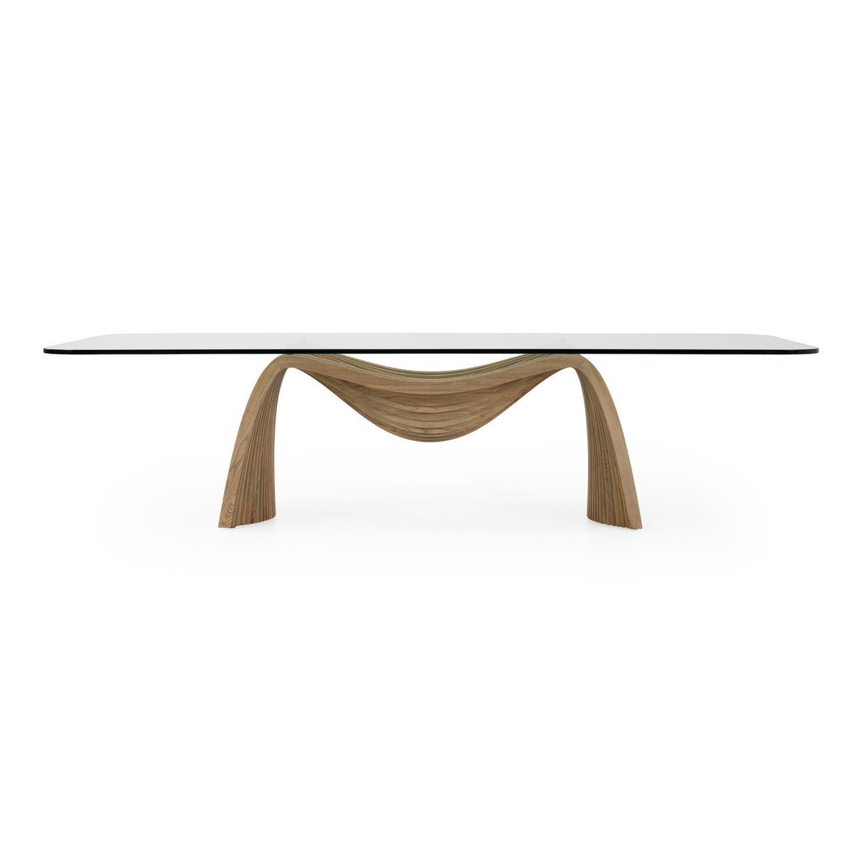 Pangea - Mid-Century Modern Glass + Buckwheat Ash Rectangular Dining Table - View Image 1