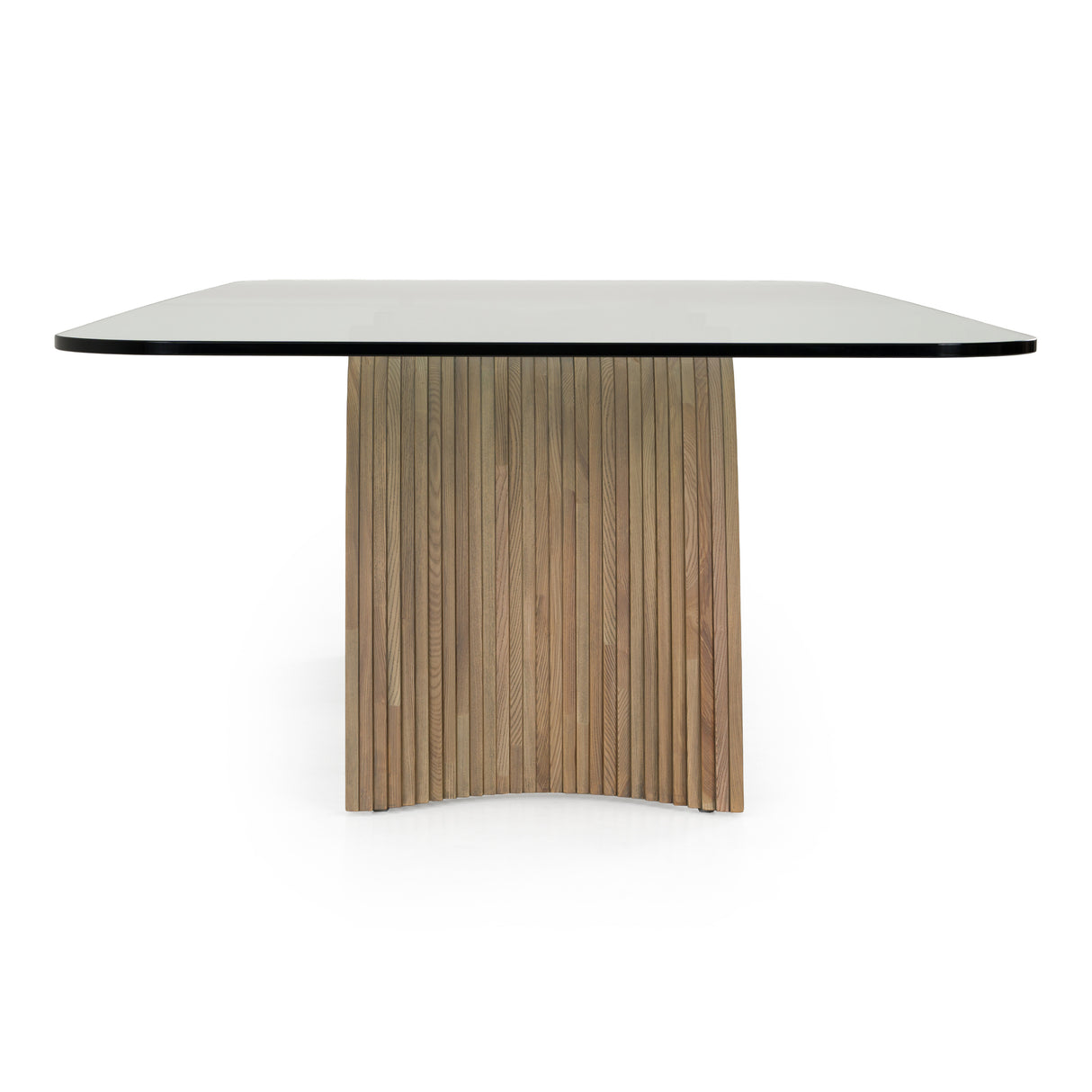 Pangea - Mid-Century Modern Glass + Buckwheat Ash Rectangular Dining Table - View Image 1