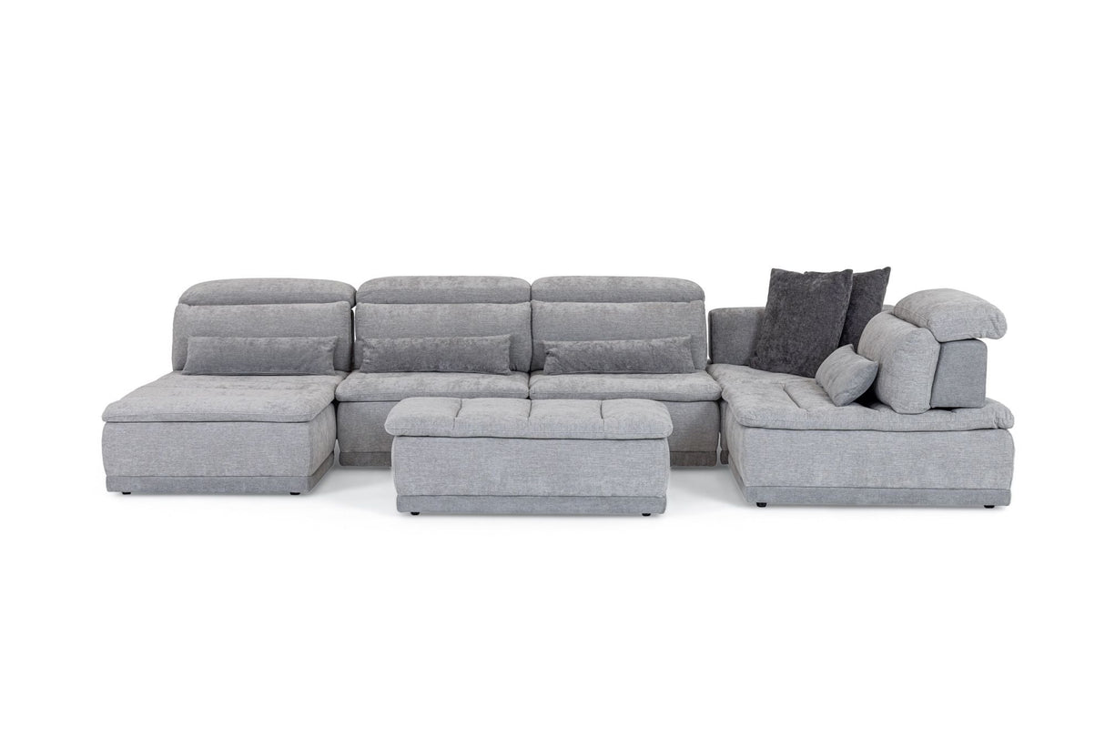 Panorama Italian Modern Grey Fabric Modular Sectional Sofa – Made in Italy - Home Elegance USA