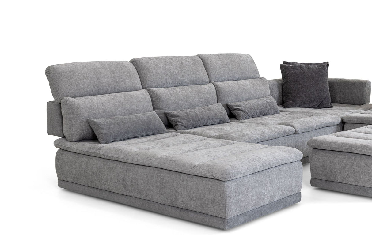 Panorama Italian Modern Grey Fabric Modular Sectional Sofa – Made in Italy - Home Elegance USA