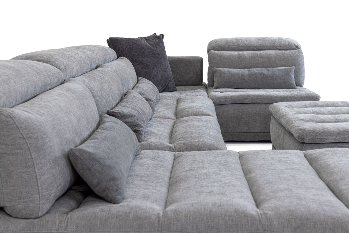 Panorama Italian Modern Grey Fabric Modular Sectional Sofa – Made in Italy - Home Elegance USA