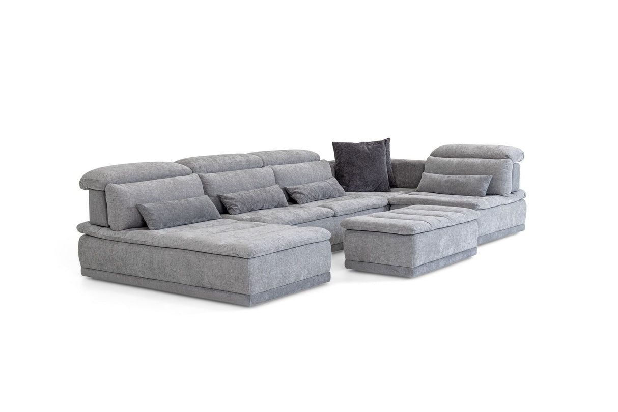 Panorama Italian Modern Grey Fabric Modular Sectional Sofa – Made in Italy - Home Elegance USA