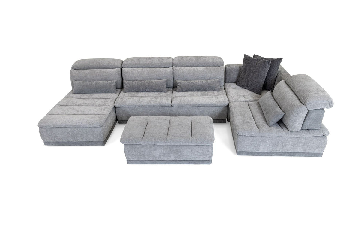 Panorama Italian Modern Grey Fabric Modular Sectional Sofa – Made in Italy - Home Elegance USA