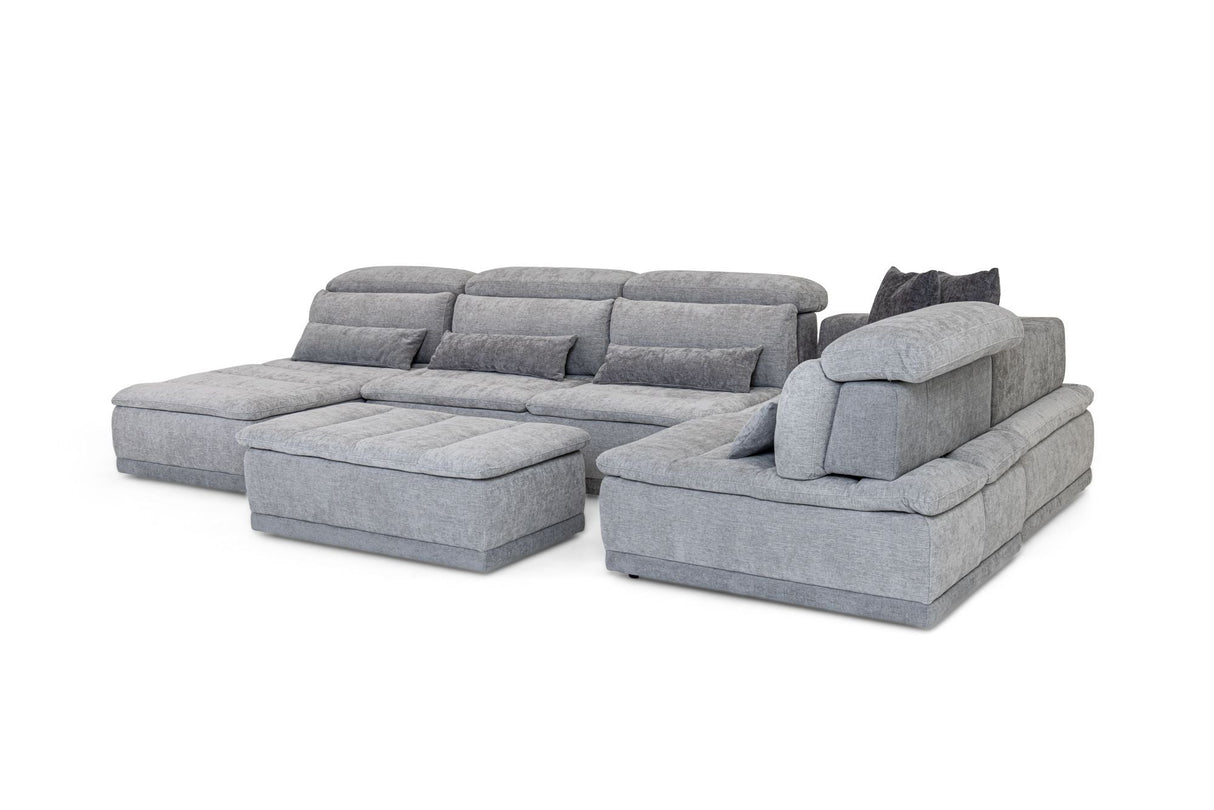 Panorama Italian Modern Grey Fabric Modular Sectional Sofa – Made in Italy - Home Elegance USA
