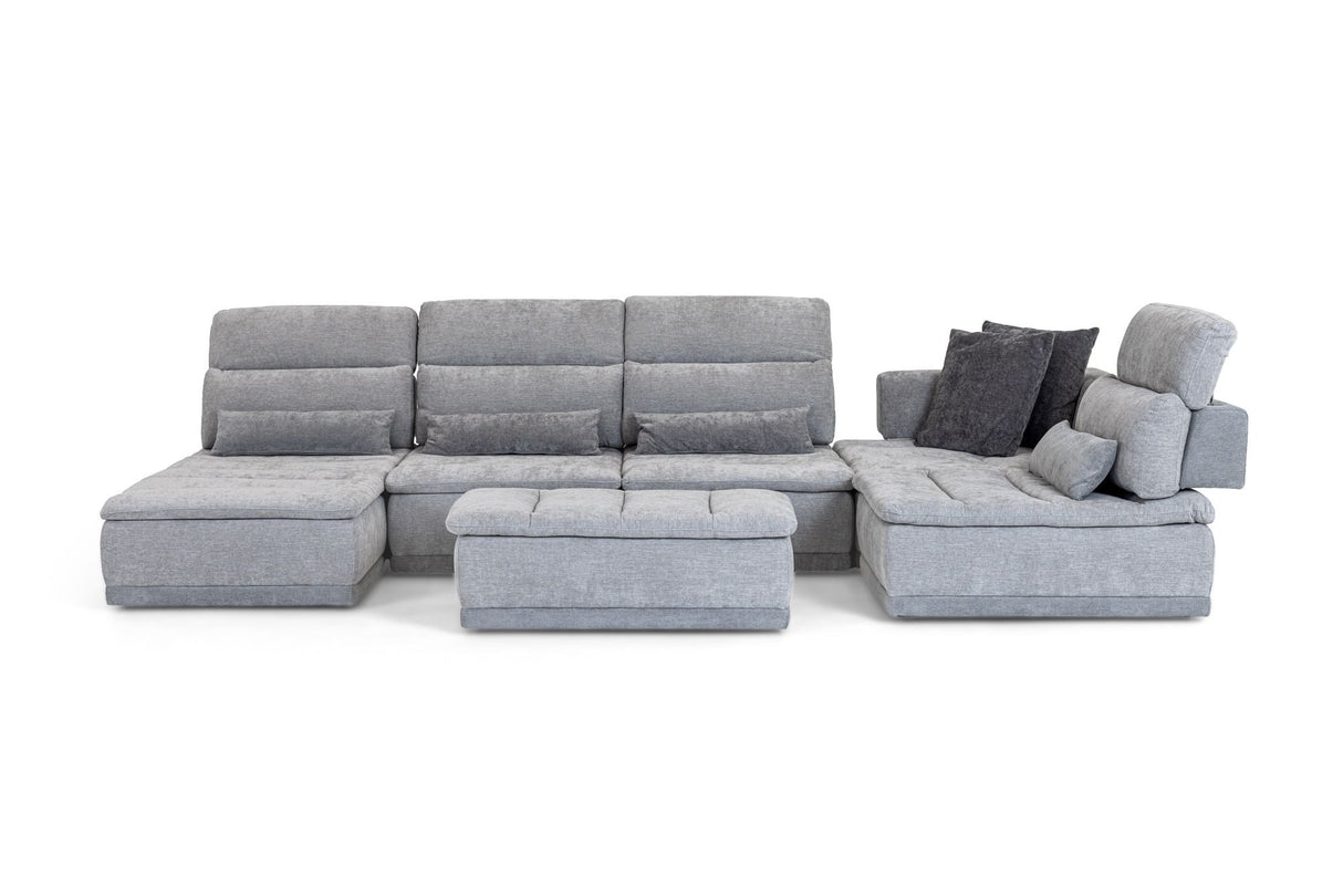 Panorama Italian Modern Grey Fabric Modular Sectional Sofa – Made in Italy - Home Elegance USA