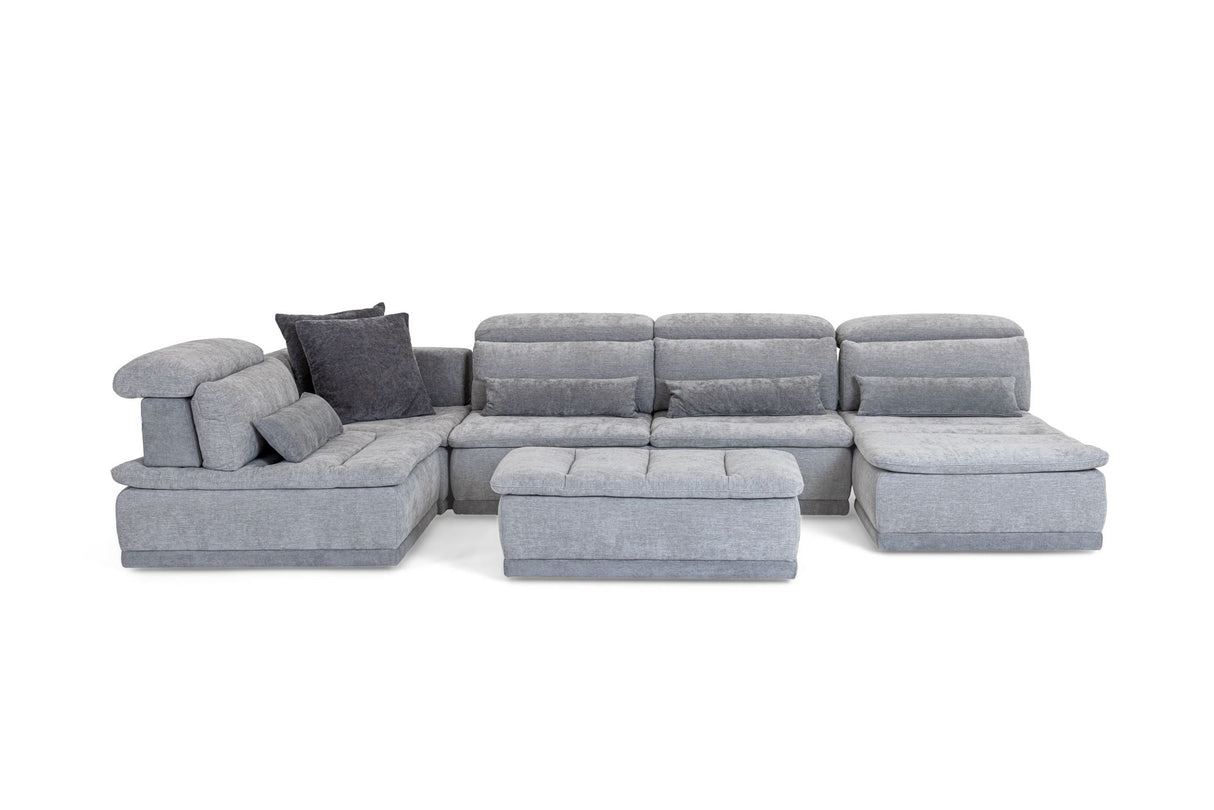 Panorama Italian Modern Grey Fabric Modular Sectional Sofa – Made in Italy - Home Elegance USA