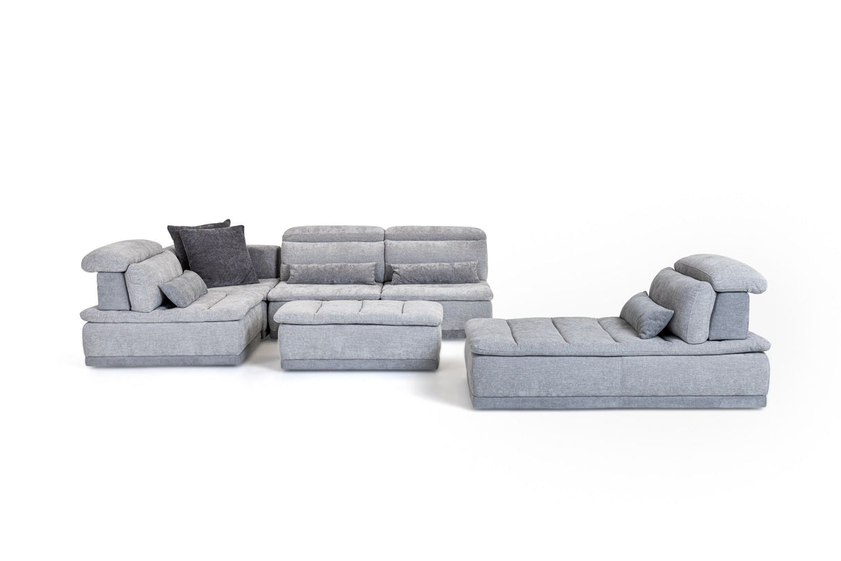 Panorama Italian Modern Grey Fabric Modular Sectional Sofa – Made in Italy - Home Elegance USA