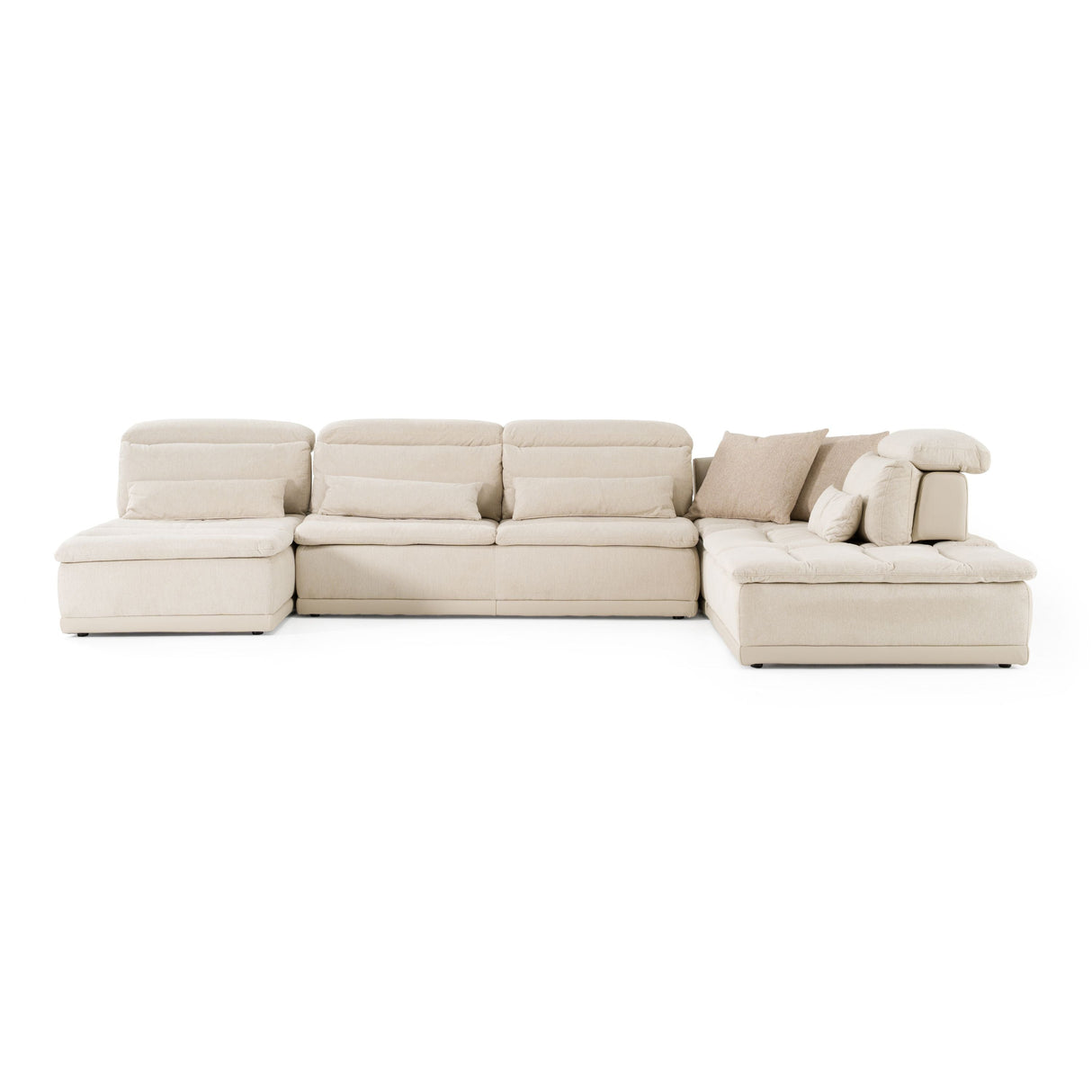 Panorama Italian Modern Beige Fabric & Leather Modular Sectional Sofa – Made in Italy - Home Elegance USA