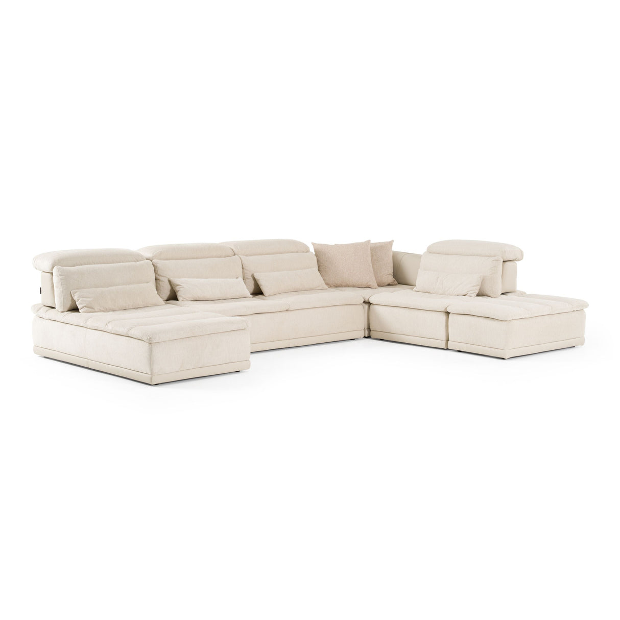 Panorama Italian Modern Beige Fabric & Leather Modular Sectional Sofa – Made in Italy - Home Elegance USA
