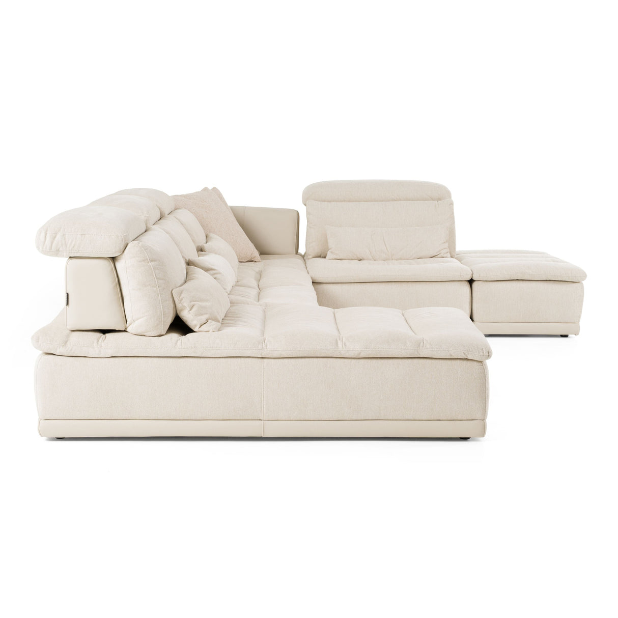 Panorama Italian Modern Beige Fabric & Leather Modular Sectional Sofa – Made in Italy - Home Elegance USA
