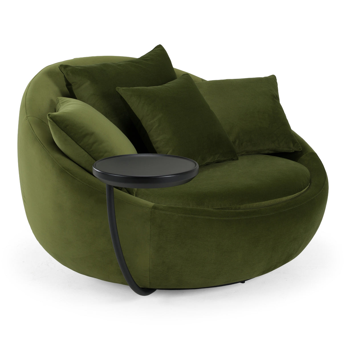 Pascal Modern Round Green Velvet Swivel Lounge Chair - View Image 1