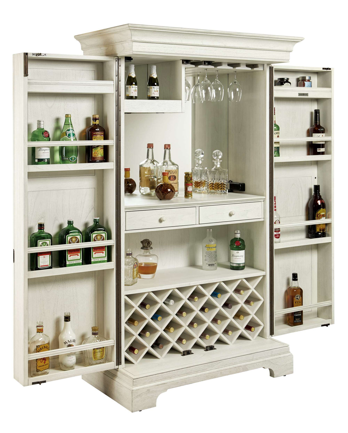 Passport II Wine and Bar Cabinet - Corner Open | Howard Miller