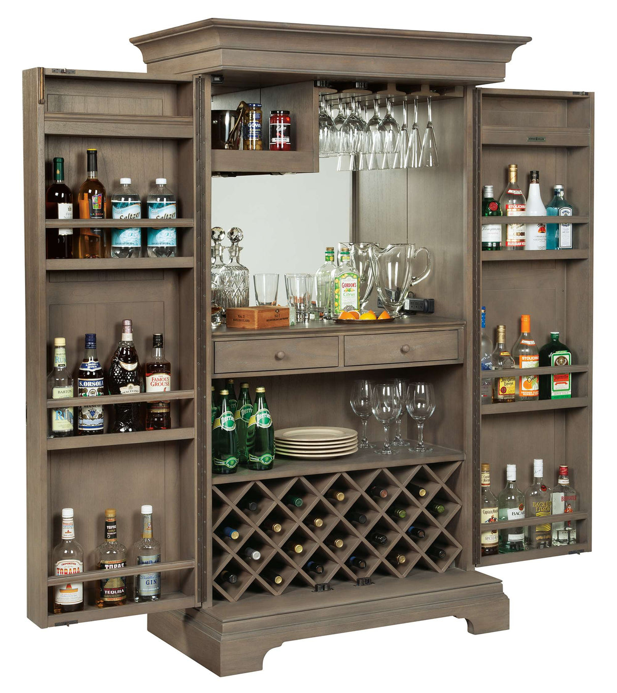 Passport Wine & Bar Cabinet - open corner | Howard Miller