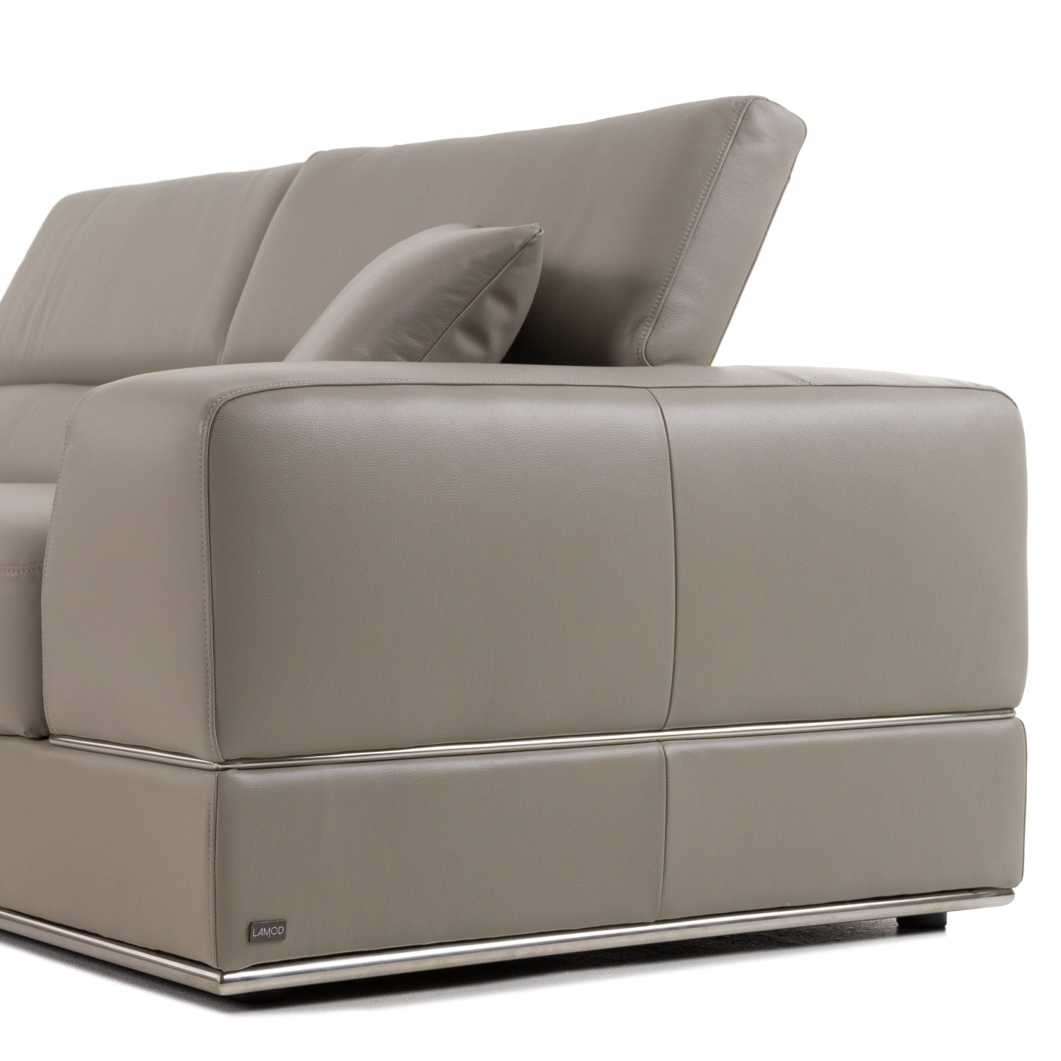 Divani Casa Pella Modern Grey Italian Leather U-Shaped Sectional Sofa – Stylish & Spacious Seating - Home Elegance USA