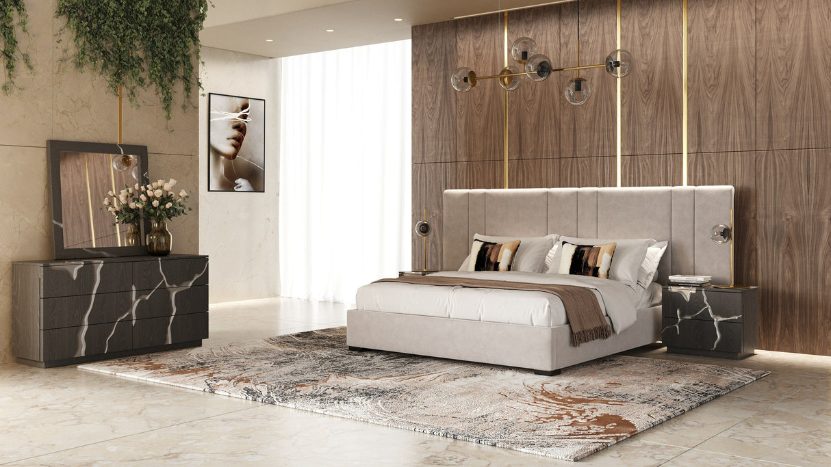 Penelope + Aspen Modern Beige Velvet & Brown Ash Bedroom Set – VIG Furniture - Home Elegance USA
