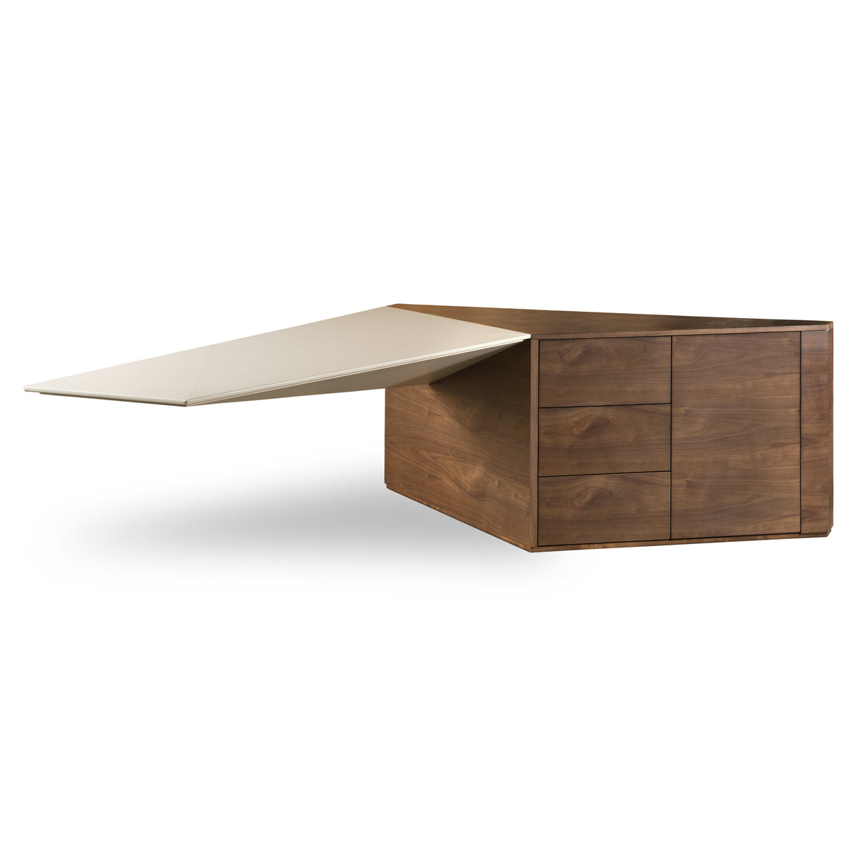 Pilot - Modern Dark Walnut + Beige Leather Desk - View Image 1