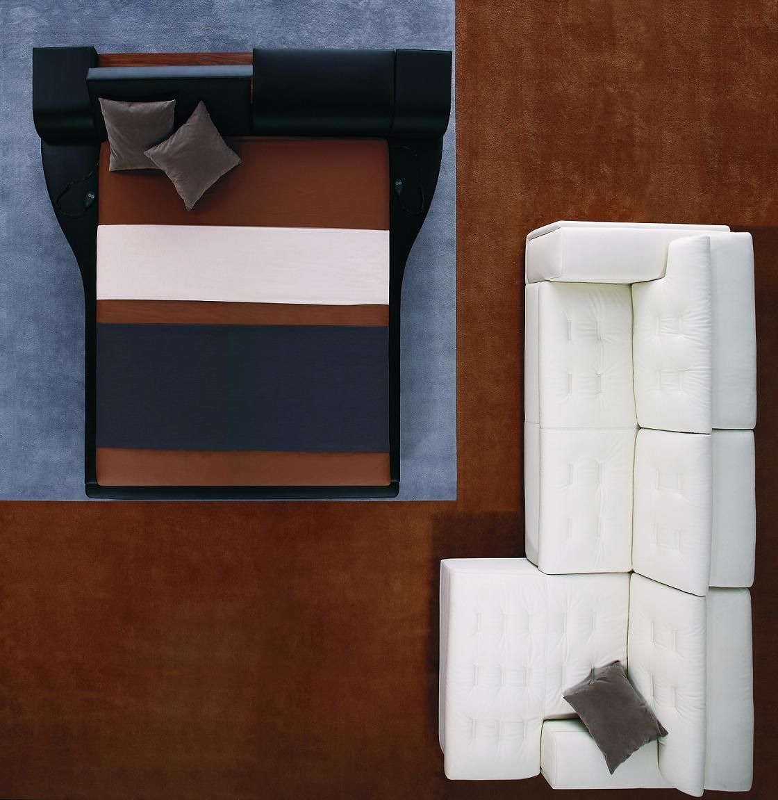 Queen Portofino Adjustable Leatherette Bed with built-in Nightstands