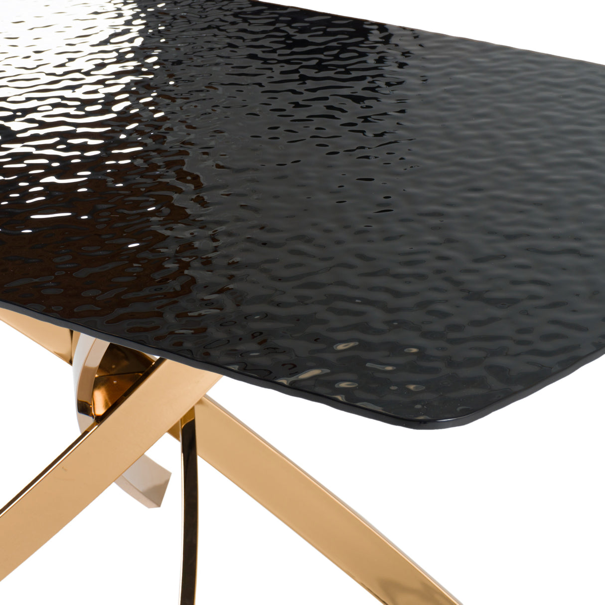 Pyrite - Modern Brown Glass + Rosegold Rectangular Dining Table - View Image 1