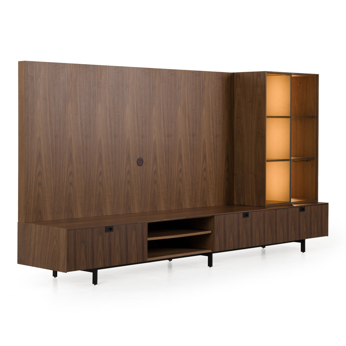 Raskin - Contemporary Walnut Entertainment Center w/ LED Lighting - View Image 1