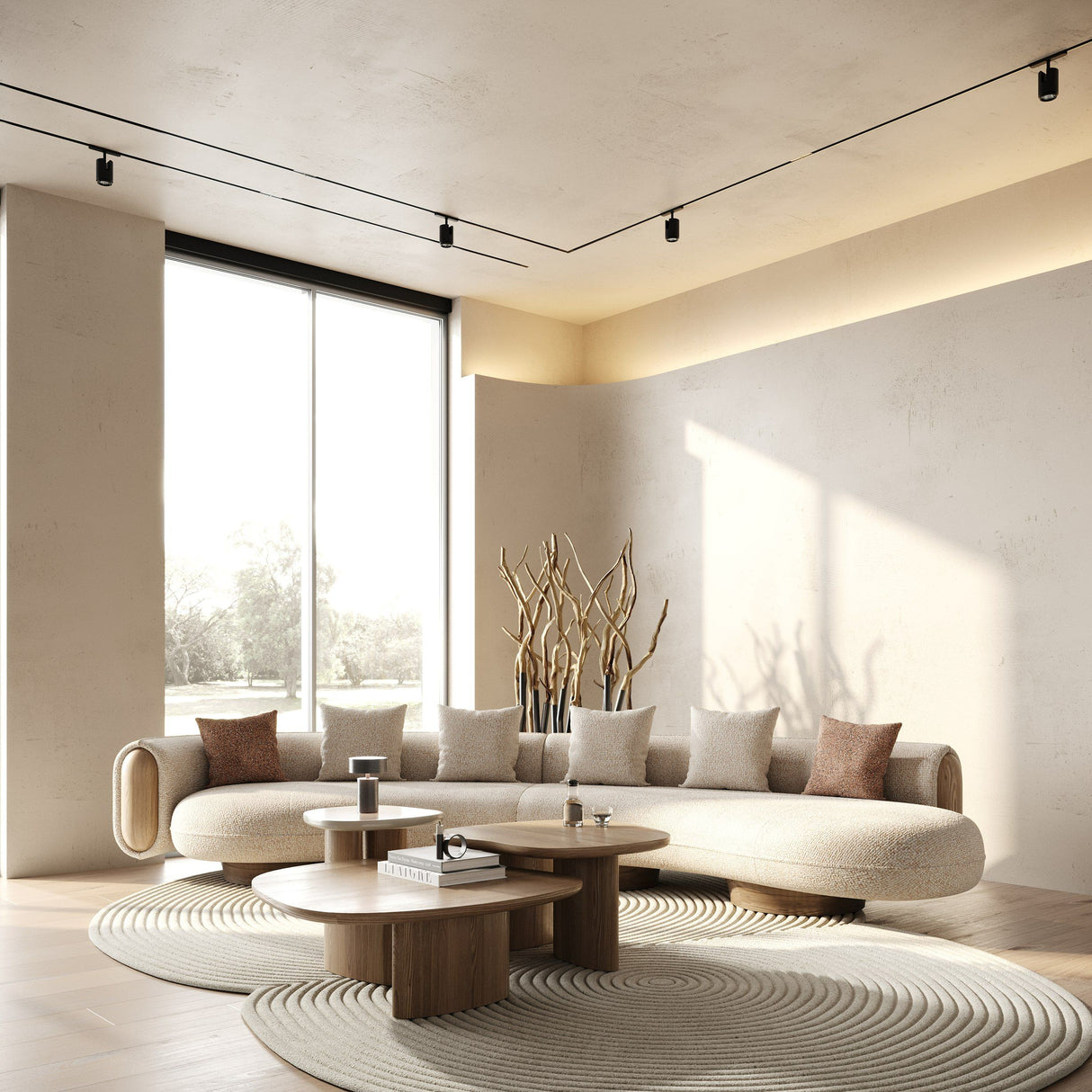 Raywood Modern Sectional Sofa in Multicolored Boucle Fabric and Ash Frame | VIG Furniture